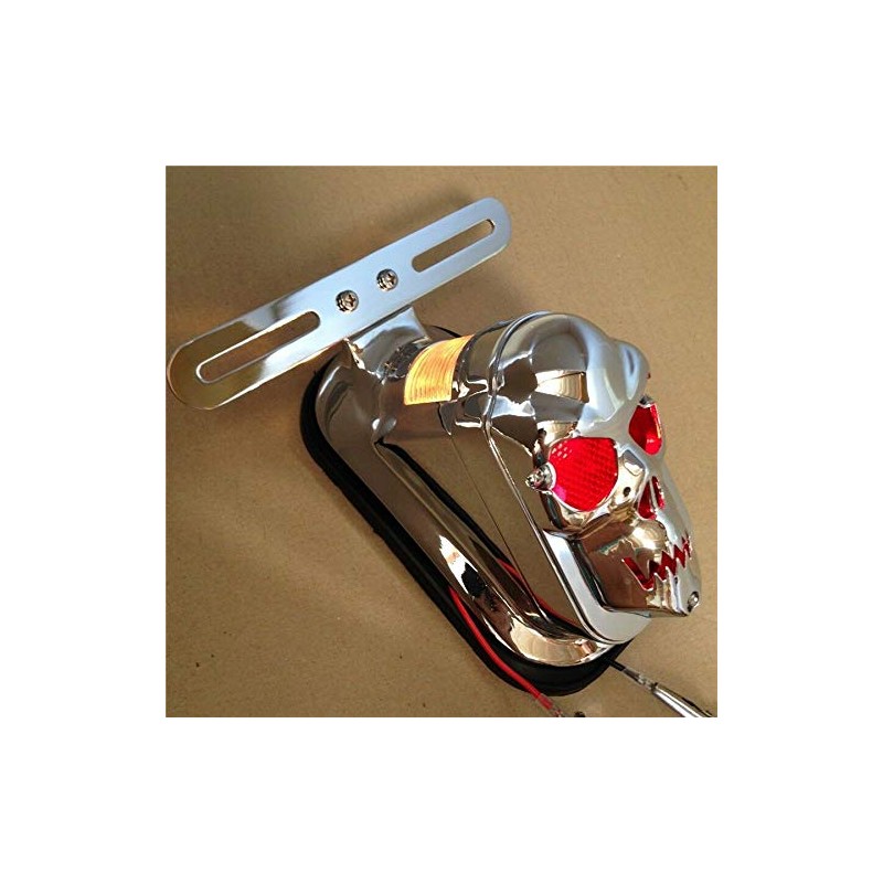 XKMT- Chrome Red Tombstone ABS Plastic Skull Brake Tail Light