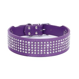 BTDCFY Rhinestones Dog Collars-2" Wide Crystal Diamonds Studded PU Leather 5 Rows Sparkly Crystal Studded Collar for Medium and Large Dog