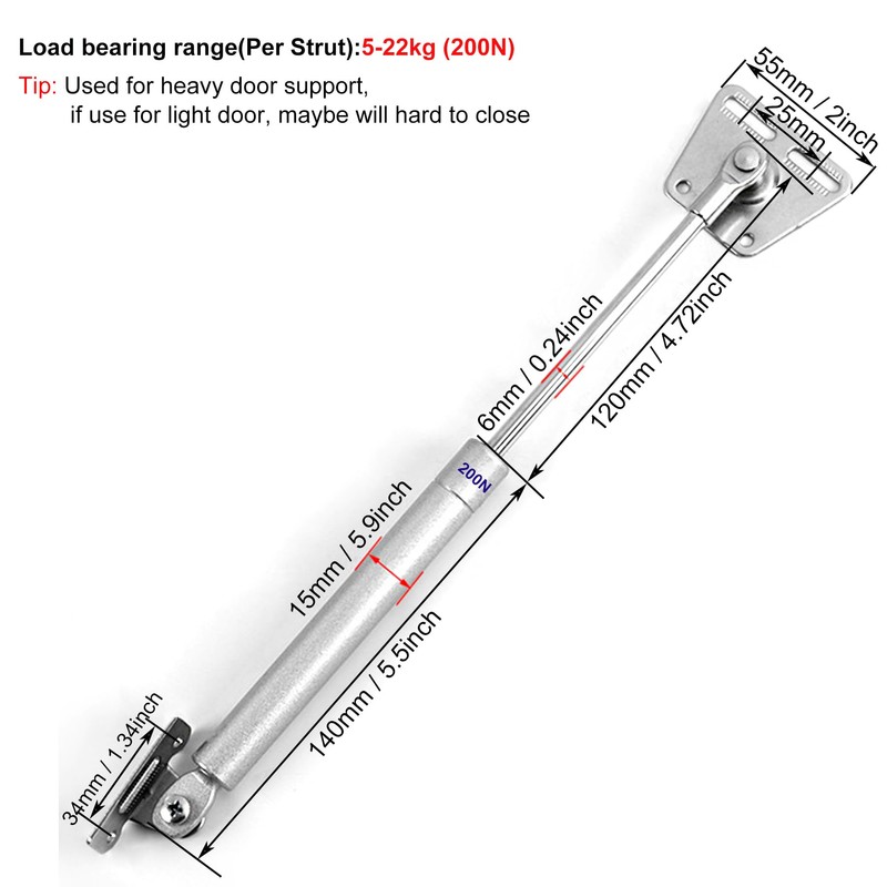 JinBoCheng 4PCS 200n/45lb Gas Struts for Heavy Duty Door Support,10