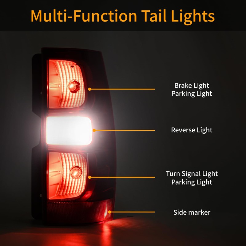Tektend Tail Light Assembly Compatible with 2007-2014 Chevy Suburban/Tahoe Tail