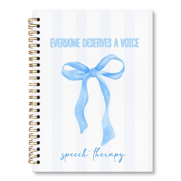 JRTW Coquette Blue Bow Mental Health Notebook Journal, Speech Therapy