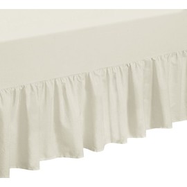 Plain 100% Egyptian Cotton Fitted Valance Sheet | Easy Care 16" / 40cm Extra Deep Frilled Valance Fitted Bed Sheet - Machine Washable - Single Double King Size (Cream, Single)