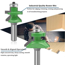 TAIWAIN Woodworking Router Bit Set 1/2 Inch Shank, Architectural Picture Frame Door Cabinet Drawer Molding Router Bits Milling Cutter, Wood Miter Carbide CNC Cutting Tool (F-LE5)