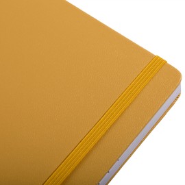A5 Index Notebook Hardback Leatherette Cover 8mm Ruled Margin A-Z Tabs 208 Pages 100 GSM White Paper - Ochre Cover
