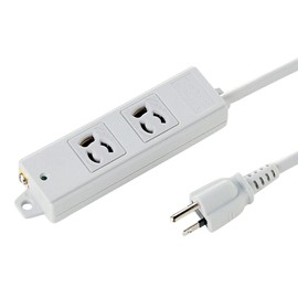 Sanwa Supply TAP-KS2-1 Power Strip with 3P Disconnect Stop, 2 Outlets, Magnet on the Back, 3.3 ft (1 m), Gray