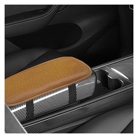Car Center Console Armrest Pad, Comfort Leather Armrest Cover, Breathable Center Console Cover, Four Seasons Universal Armrest Seat Box Protector Pad for Most Car SUV Truck (Brown)