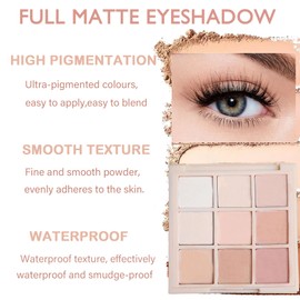 Nude Eyeshadow Palette, Full Matte Eye Shadow Pallets for Women, Long Lasting Nude Pink Brown Eyeshadow Make-Up Palettes Waterproof Highly Pigmented Blendable Nude Brown Eyeshadow Palette