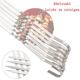 YUNYAN 23A014 Pack of 20 Flat Stainless Steel Barbecue Skewers 30 cm Kebab Skewers Barbecue Skewers Stainless Steel Grill Kabob Sticks BBQ Meat Skewers for Campfire BBQ Outdoor Parties