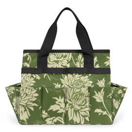 Spring Leaves Gardening Tool Bag,Heavy Duty Garden Tote Bag,Portable Oxford Gardening Storage Basket Organizer Handbag with Pockets Handle,Hand Tools Gifts for Outdoor Garden Lawn Yard