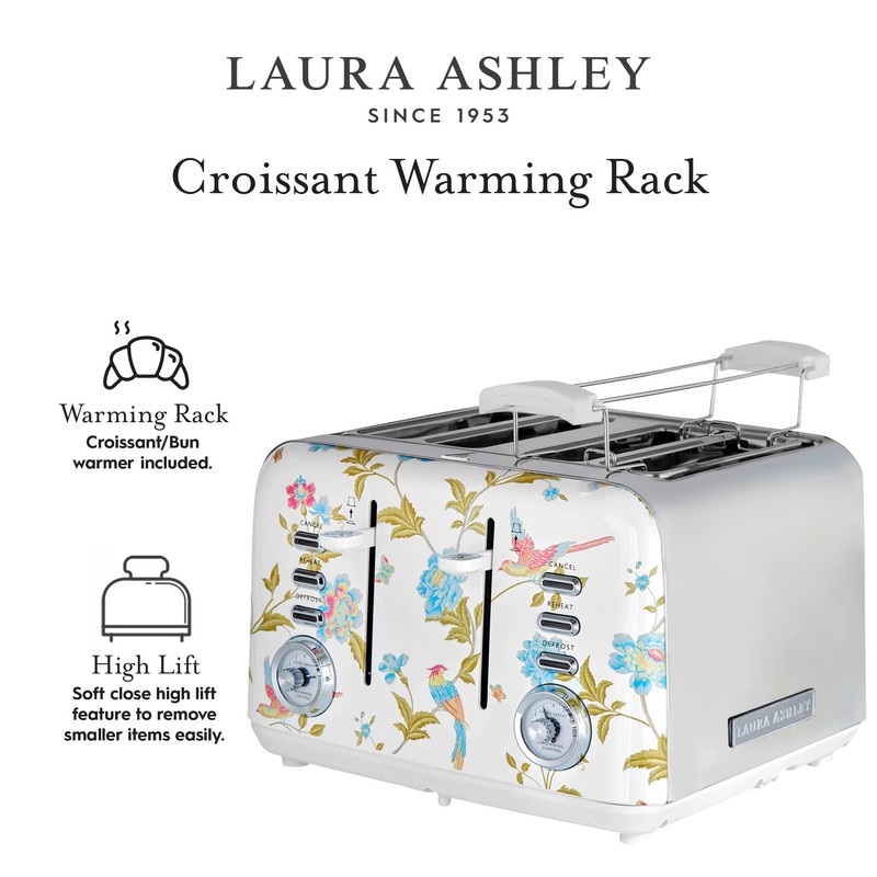 VQ Laura Ashley Elveden White Stainless Steel 4 Slice Toaster