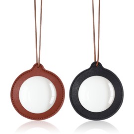 Marjoramy 3X Lupe mit Leder,Lanyard Lupe,Hals Lupe,tragbare Lupe,LupeLese Lupe,Landkarten,Halskette Anhänger Kette Braun und Schwarz-Taschenlupe,für Bücher Zeitung Lesen,Münzen,Basteln