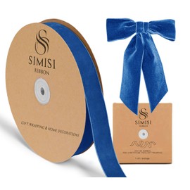 Royal Blue Velvet Ribbon 1'' 25 Yards for Christmas Tree, Gift Wrapping, Flower Bouquet, Wreath Decorations, Bow Making