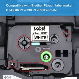 Label KINGDOM TZe-FX251 TZeFX251 Label Tape Replacement Brother Ptouch 24mm 0.94 Flexible-ID Laminated Tape, 1 Inch Black on White for PT-D600 PT-2730 Label Maker, 3-Pack