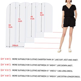 Hanging Garment Bags Hanging Clothes Bags (Set of 12) for Clothes Storage Bag with Zipper for Suit, Sweaters Travel Laundry Wardrobe Closet Garment Dust Cover Bags (White, 24'' x 48'')