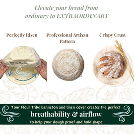 Banneton Bread Proofing Basket: Banneton Basket Set of 2, 9 inch Sourdough Proofing Basket Round Proofing Bowls Handmade Rattan baskets w Linen liners for Dough Proofing, Sourdough Bread Making Kit