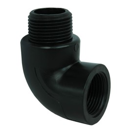 GASMIS PP Thread Fitting Screw Fitting Angle 90° Male x Female Thread 1 x 1 Inch 33.25 mm Male Thread x 30.30 mm Female Thread Pack of 2