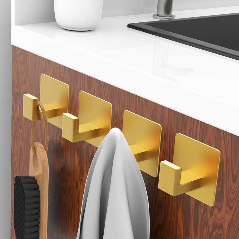 PMMASTO Adhesive Hooks Towel Hooks - 2 Pack Aluminum Wall