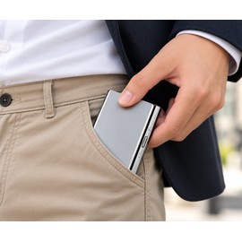 RFID Blocking Card Holder for Everyday Carry – Slim Alloy & PU Leather Wallet Case for Pocket, Work and Travel