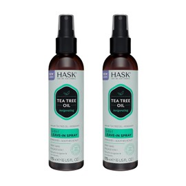 HASK Aceite de árbol de té revitalizante 5 en 1 acondicionador sin enjuague para todo tipo de cabello, seguro para color, sin gluten, sin sulfatos, sin parabenos, juego de 2 piezas de árbol de té