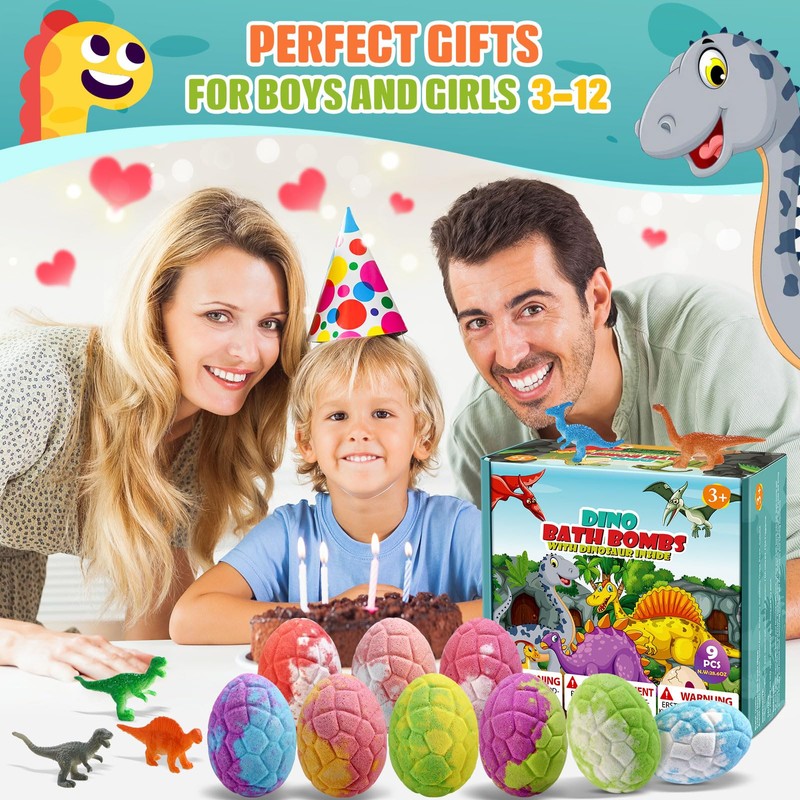 Qivatex Bath Bombs for Kids with Dinosaur Toys Inside, 9