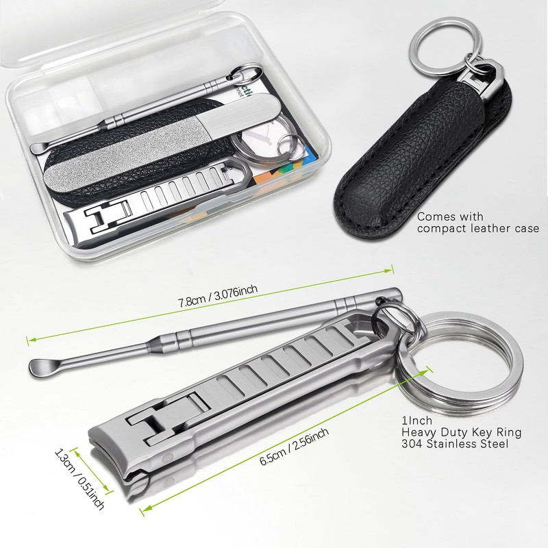 VOGARB Keychain Nail Clippers for Men Fingernail and Toenails, Portable
