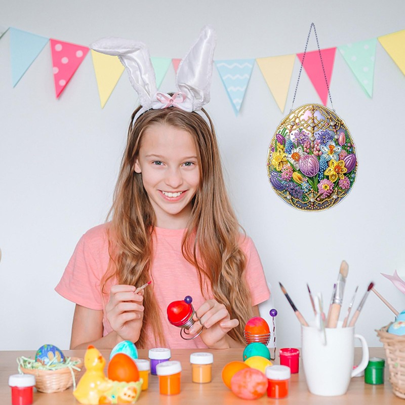 Kabwea Easter Egg Diamond Pendant, Diamond Painting Easter, Easter, Diamond