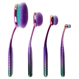 MODA Prismatic - Juego de 4 brochas de maquillaje para perfeccionar la cara, filamentos sintéticos ultrasuaves para base sin costuras, mezcla de rubor