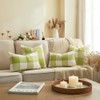 CARRIE HOME Spring Sage Green Plaid Pillow Covers 20x20 Set