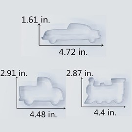 LILIAO Transportation Vehicle Cookie Cutter Set - 3 Piece - Train, Pick-up Truck and Beat-up Car Biscuit Fondant Cutters - Stainless Steel