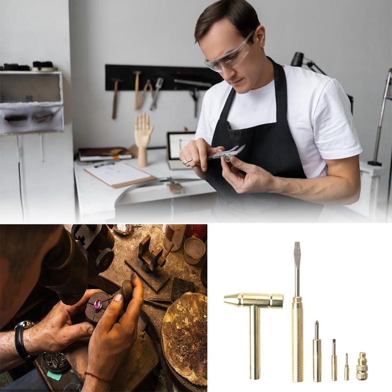 6-in-1 Mini Brass Hammer Dual Head Small Hammer Multifunction Copper