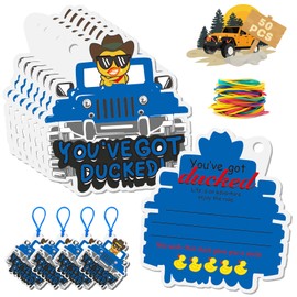 50 Blue Rubber Duck Tags You've Got Ducked Cards with 50 Different Colored Rubber Bands,Cruise Duck Tags
