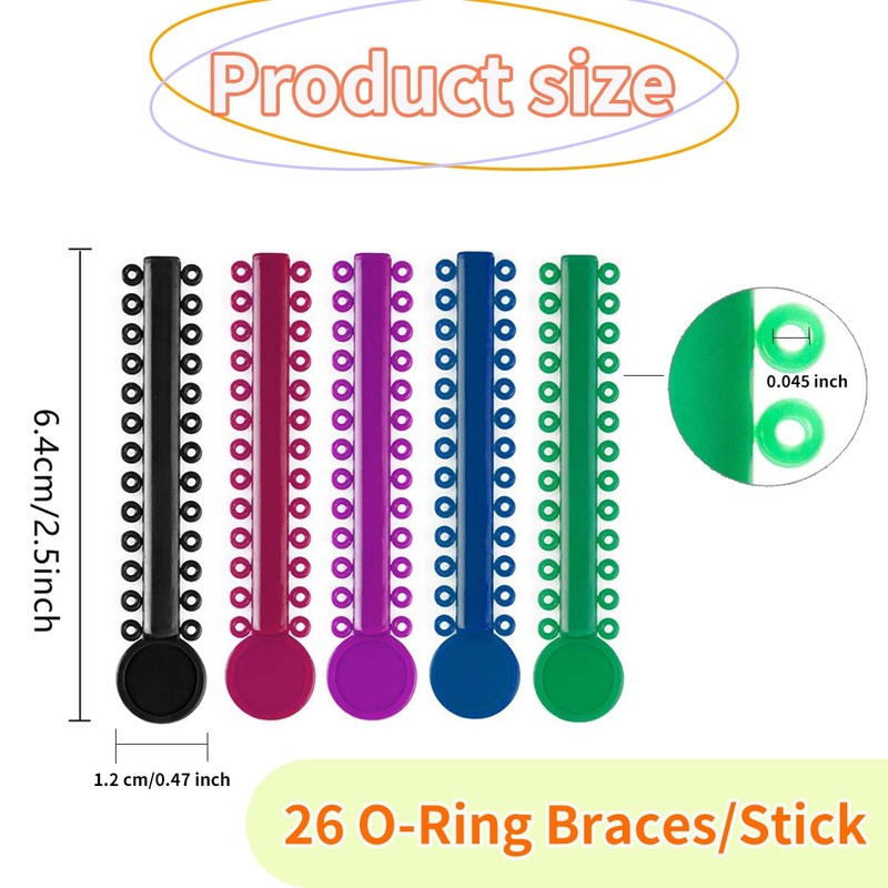 1040 Pcs Multicolored Braces Rubber Bands Orthodontic Ligature Ties O-Rings