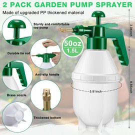 Ziliny 2 Pcs Handheld Garden Pump Sprayer 51 oz Hand Held Lawn Pressure Sprayer Bottle Garden Pump Sprayer Hand Pump Sprayer with Adjustable Nozzle for Watering Spraying Weeds (Green)
