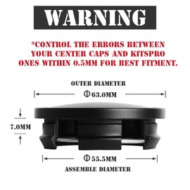 KitsPro 2.5Inch 63MM Wheel Center Caps for Dodge RAM 6KF18TRMAA Rim Hub Caps, Pack of 4 (Matte Black, Outer 63MM, Inner 56MM)