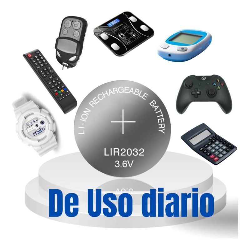 2 Pilas Cr2032 (equivalente A Lir2032) Recargables 3.6v