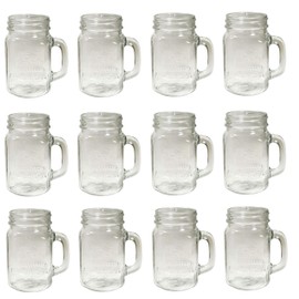 Sunshine Mason Co. Mason Jar Glass Mugs with Handles Pint Size (16 ounce, 473 mL) Regular Mouth 12 Pieces