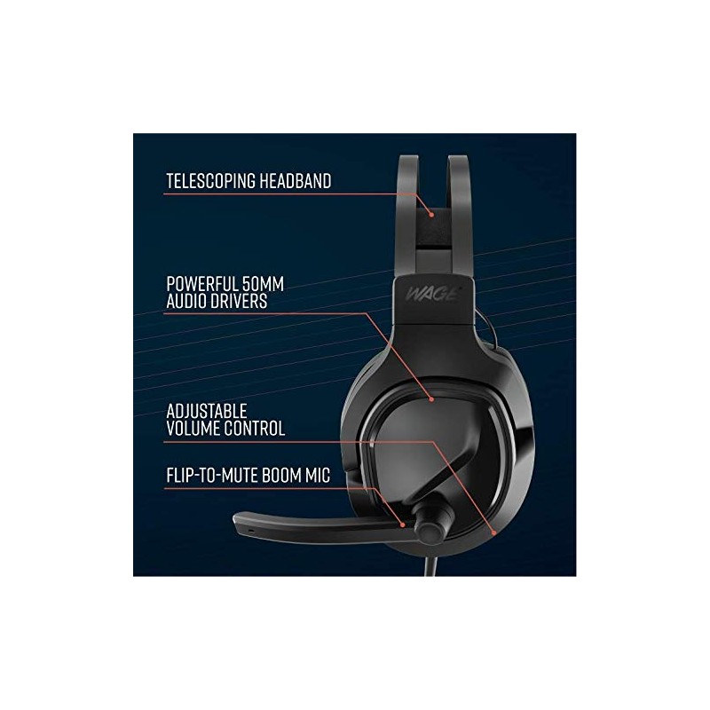 Wage Pro Universal Wired Gaming Headset - Black/Blue