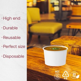 Smarty Had A Party 1000 Squat Paper Soup Cups 8 oz White Paper Disposable Soup Cups for Hot Food Containers for Takeout and Catering