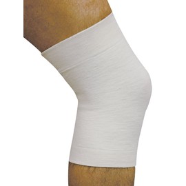 MANIFATTURA BERNINA Elan 2003 - Elastic Tubular Merino Wool Thermal Knee Pads - Knee Warmers Pack of 2, White