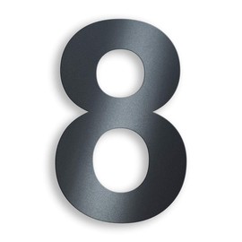 Metzler House Number Made of Solid Steel in Anthracite, RAL 7016 Anthracite Grey, Fine Structure Powder Coated Arial Font, Height 20 cm, Number 8