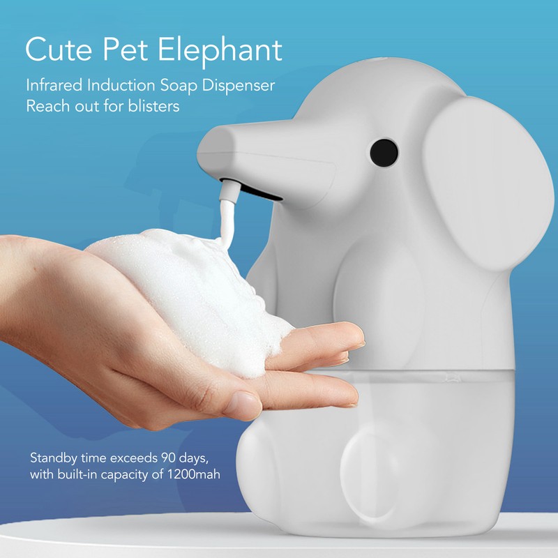 Cute Pet Elephant Touchless Soap Dispenser USB Rechargeable Automatic Foaming