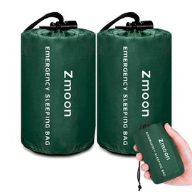 Zmoon Emergency Sleeping Bag Survival Bag, Portable Waterproof Thermal Bivy Sacks,Bivvy Bags,Camping Mylar Sleeping Bag Survival Gear Emergency Blankets Survival Shelter (Green Pack of 2)