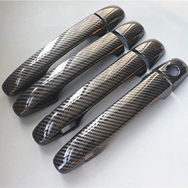 Sport Style Carbon Fiber Print Door Handle Cover Trim for Subaru Forester XV Crosstrek Outback Legacy WRX (Carbon Fiber with Keyless Holes)