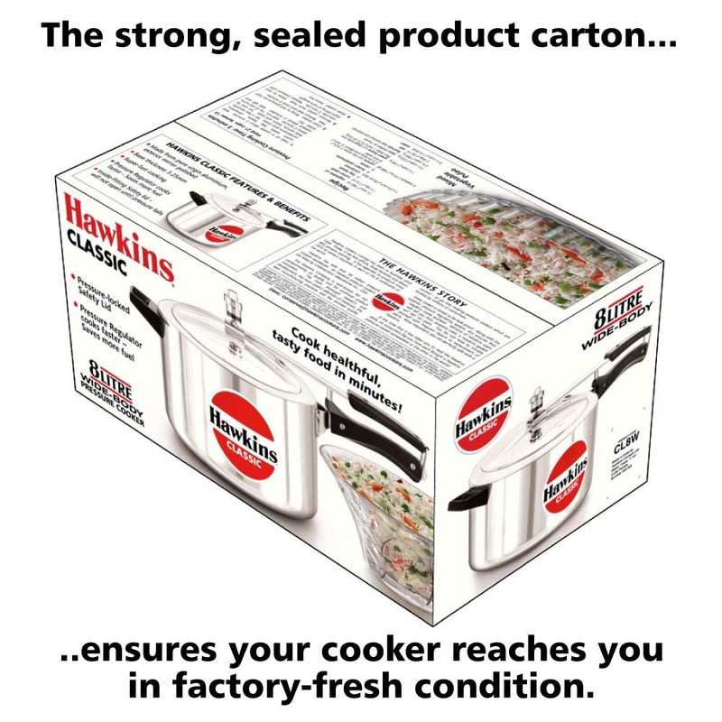Hawkins Classic 8 Litre Aluminium Inner Lid Pressure Cooker, Wide