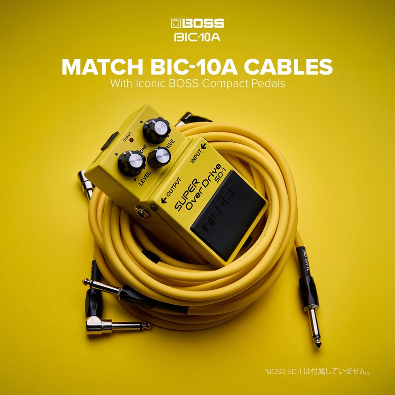 BOSS BIC-10A-BK Guitar Cable, Black, 9.8 ft (3 m), L-Shape,