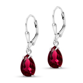 925 Sterling Silver Ruby Earrings for Women - July Birthstone Teardrop Leverback Earrings