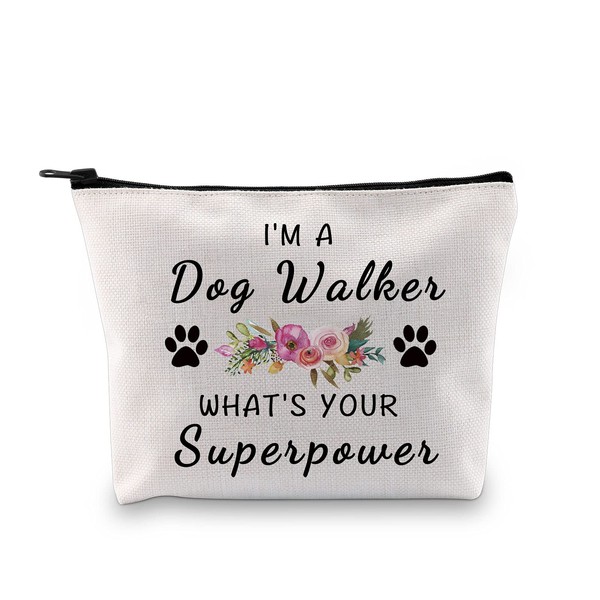 Dog Walking Cosmetic Bag for Dog Lover Gift I'm A Dog Walker What's Your Superpower Dog Walker Gift (I'm A Dog Walker Bag)