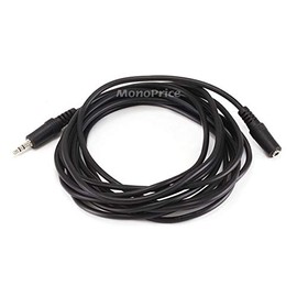 Monoprice Audio/Stereo Cable - 3.5mm(1/8") AUX, TRS, Male Plug to Female Jack, Molded Strain Relief Boots, 12 Feet, Black