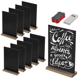 SWAWIS Pack of 6 Wipe Clean Small Blackboard Wooden Signs with Stand, Small Blackboard, Double-Sided Board for Wedding, Birthday, Food/Buffet Signs, with Chalk and Eraser for the Board