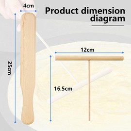 2 Pieces Crepe Spreader,Wooden Crepe Spatula,T Shape Wooden Batter Spreader Shovel Set Maker,Crepe Stick Set for Cakes,Pancake Making Tools,Suitable for Home Kitchen Cooking Baking Tools.